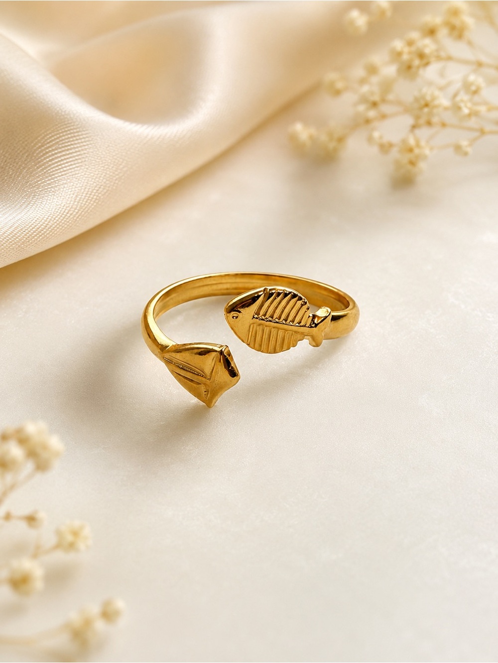 Gold Plated Fish Open Ring - Women Jewelry